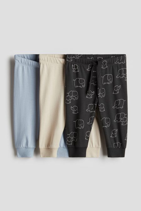 H & M - Set van 3 joggers van katoenen tricot - Grijs