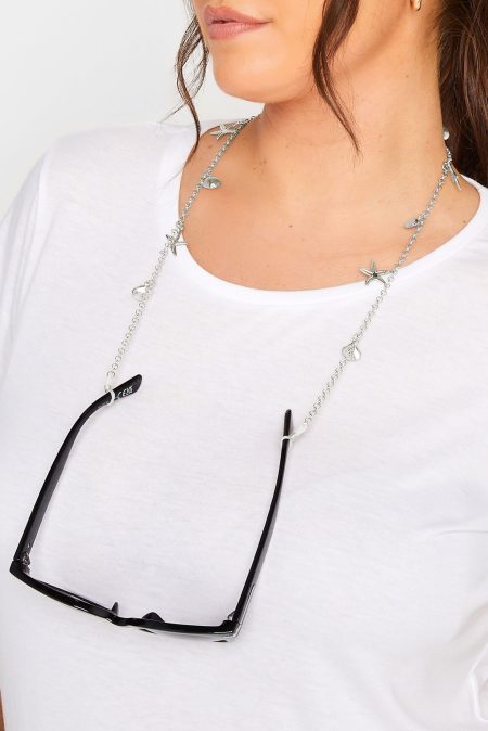 Zonnebrilketting Met Bedeltjes Van Gemengde Schelpjes In Zilver