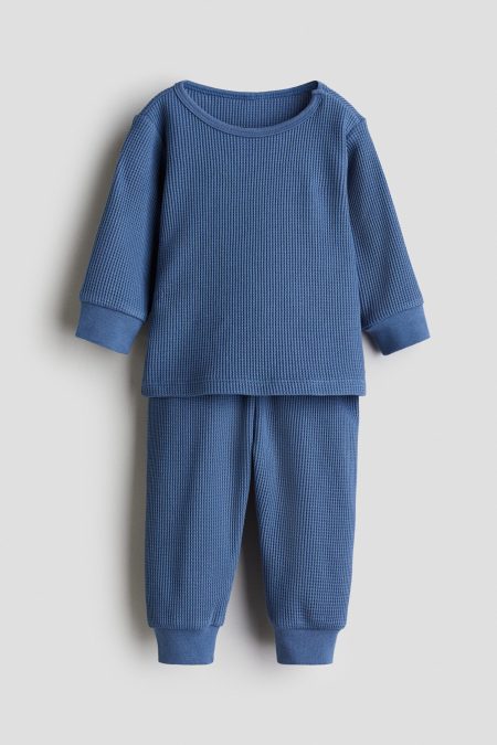 H & M - Set van wafelkatoen - Blauw