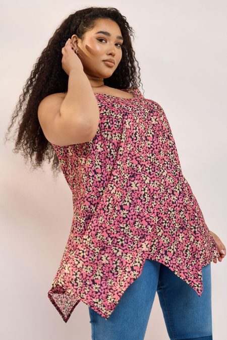 Yours Hemd Met Bloemenmotief En Asymmetrische Zoom In Roze