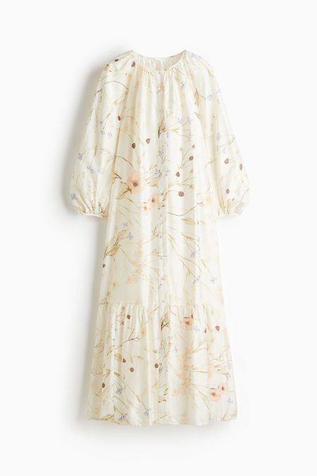 H & M - Oversized jurk met strikceintuur - Wit