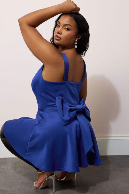 Yours London Peplum Top Met Strikdetail Aan De Achterkant In Blauw