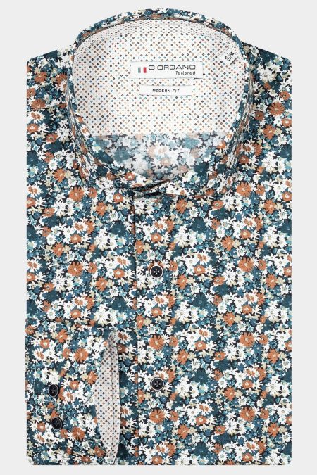 Giordano Casual hemd lange mouw Blauw Row