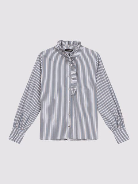 Gestreepte blouse met ruffle kraag