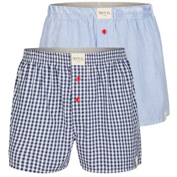 Phil & Co 2-pack wijde boxershorts heren ph-159 geblokt + gestreept