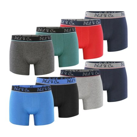 Phil & Co Boxershorts heren pack 8-pack effen kleur assorti