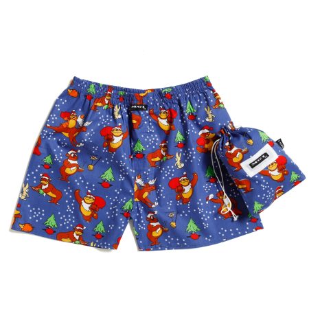 MG-1 Wijde kinder kerst boxershorts jongens kerstman