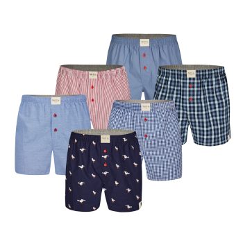 Phil & Co 6-pack geweven wijde boxershorts heren multipack 6-pack