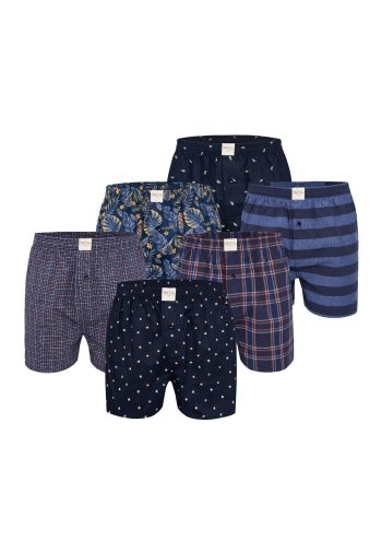 Phil & Co 6-pack wijde boxershorts heren geweven katoen multipack 6-pack