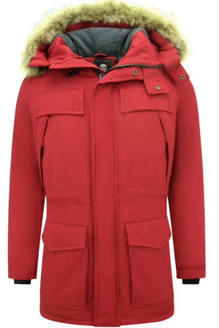 Enos Lange parka jas met bontkraag