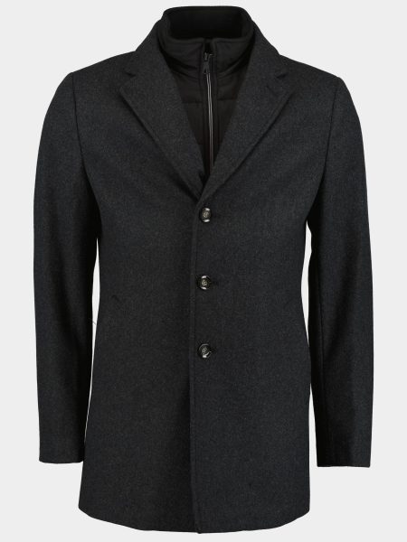 Bos Bright Blue Wollen jas job coat plain wool 23301jo01bo/980 dark shadow