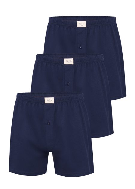 Phil & Co Wijde boxershorts jersey stretch effen navy 3-pack-sub