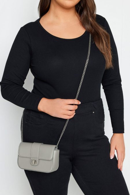 Schoudertas Met Kettingriem In Grijs/Zilver