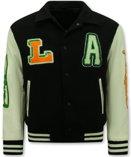 Enos Geborduurde vintage varsity jacket oversized 851