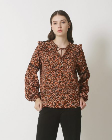 Smashed Lemon 23885 herfst/winter top met grafische print in oranje