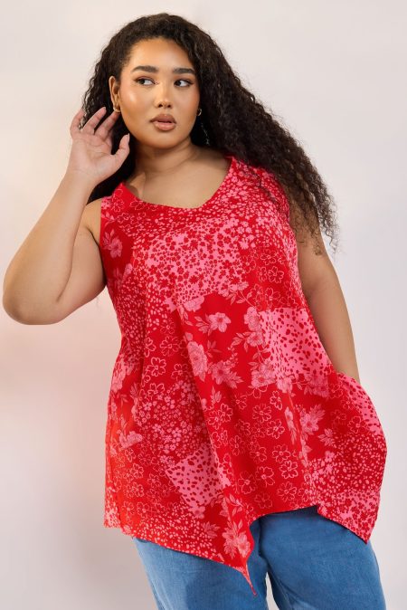 Yours Hemd Met Bloemenmotief En Asymmetrische Zoom In Rood