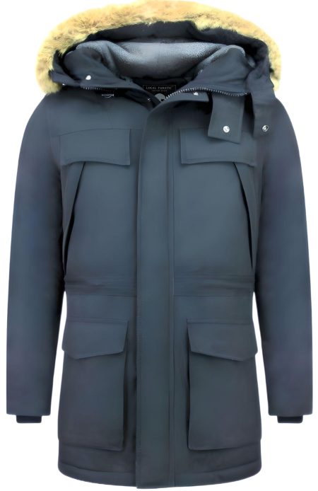 Enos Lange parka jas met faux bontkraag