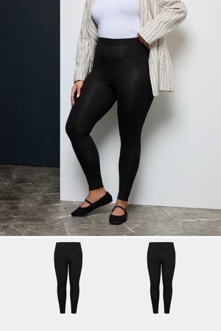 Yours For Good 2 Paar Basic Leggings Van Katoen In Zwart