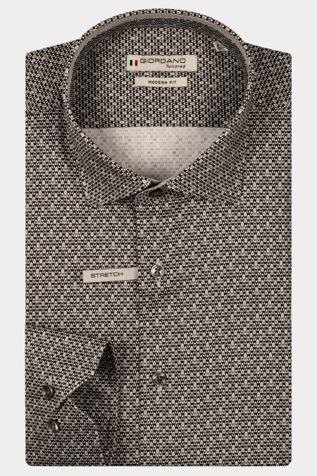 Giordano Casual hemd lange mouw Grijs Maggiore