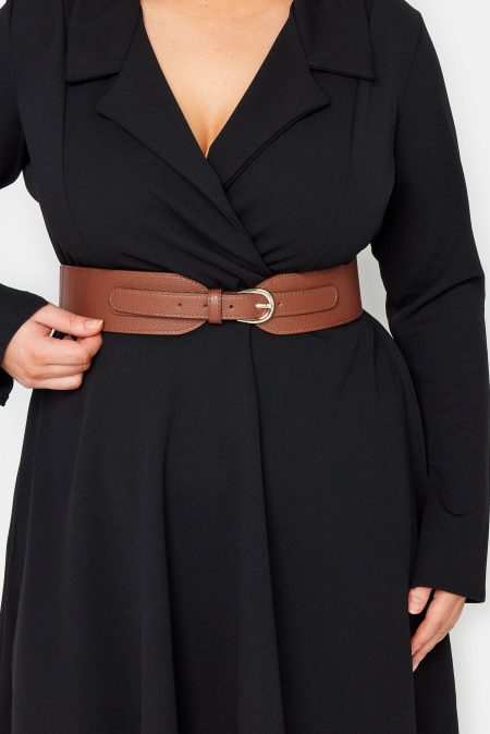 Brede Tailleriem Van Imitatieleer Met Stretch In Bruin