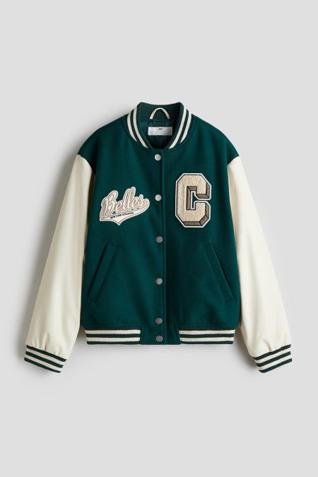H & M - Baseballjack met applicaties - Groen