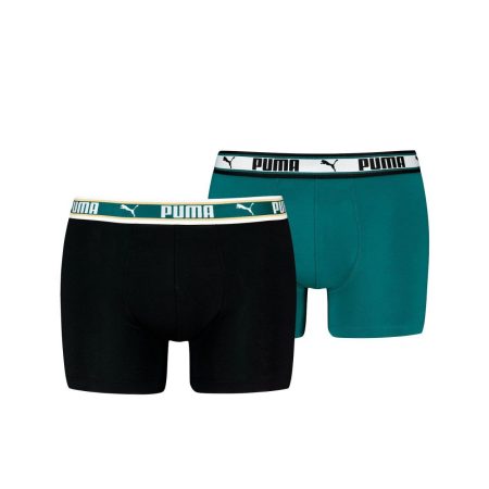 Puma Dual Logo Boxershort 4-Pack Heren Zwart/Groen - Maat L - Kleur: ZwartGeelGroen | Soccerfanshop