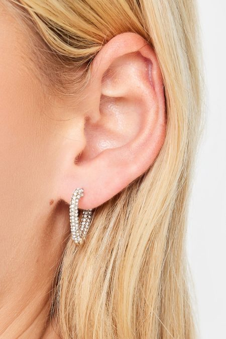 Gouden Diamate Hart Hoop Oorbellen