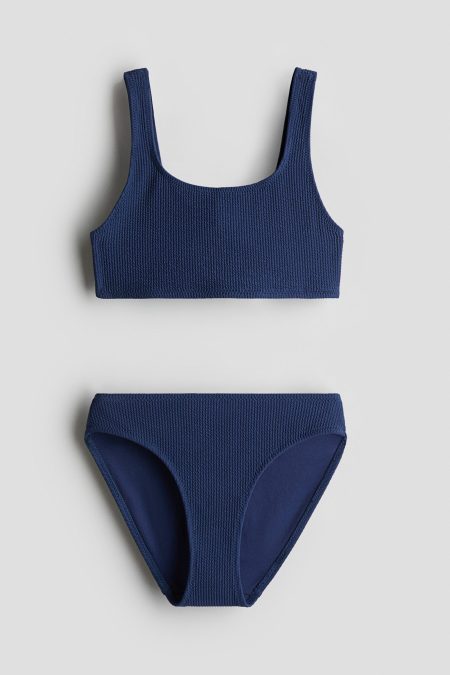 H & M - Bikini met structuurdessin - Blauw