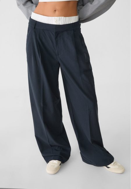 Stradivarius Nette broek met combi tailleband  Marineblauw 32