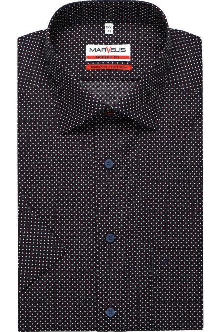 Marvelis Overhemd Korte mouw marine/rood/wit