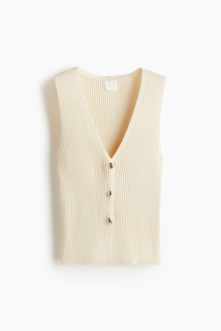 H & M - Ribgebreid gilet - Beige