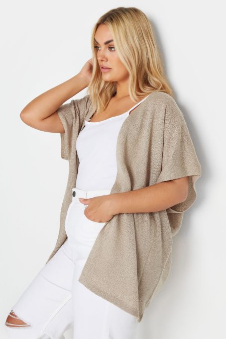Yours Gebreid Vest Met Korte Mouwen In Beige
