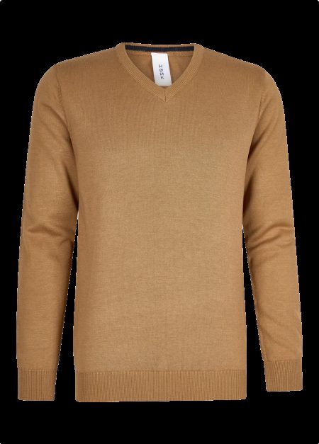 Hønk Camel katoenen pullover met v-hals