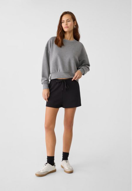 Stradivarius Soft touch short met koord  Zwart S