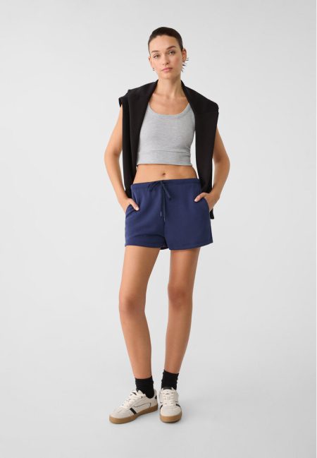 Stradivarius Soft touch short met koord  Marineblauw L