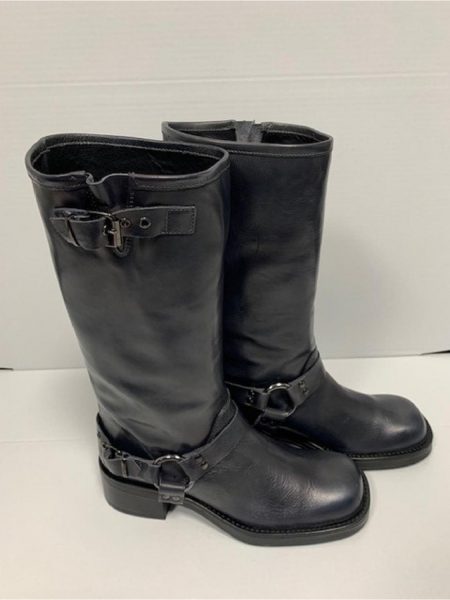 Angelica 03f leren biker boot in warm grijs