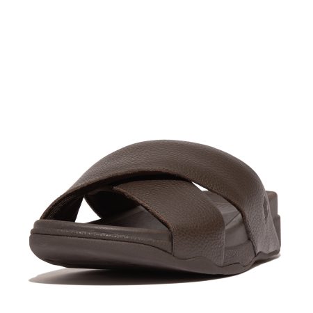 FitFlop Surfer mens tumbled-leather cross slides