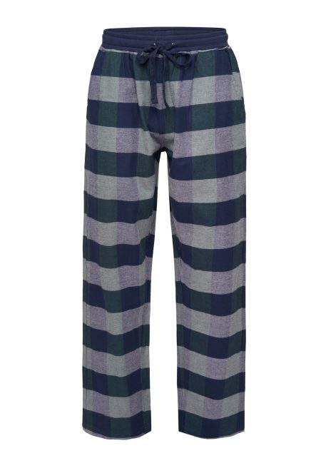 Phil & Co Heren pyjamabroek lang geruit flanel blauw/groen