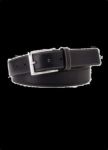 Michaelis Belt leather black contrast stiksel