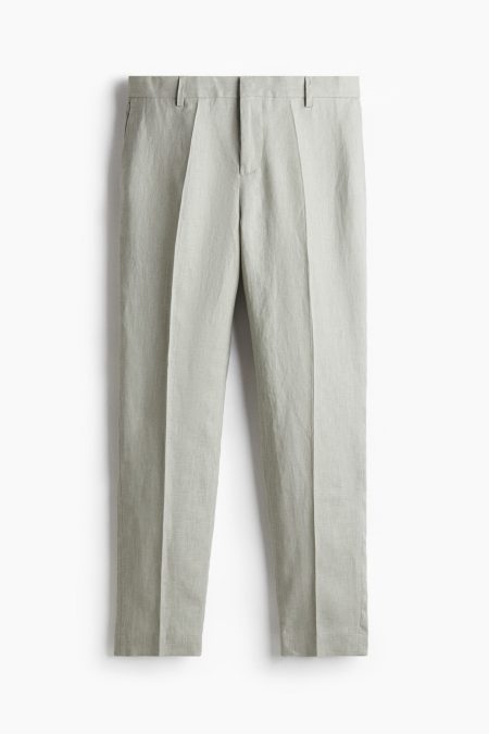 H & M - Linnen kostuumpantalon - Slim Fit - Groen
