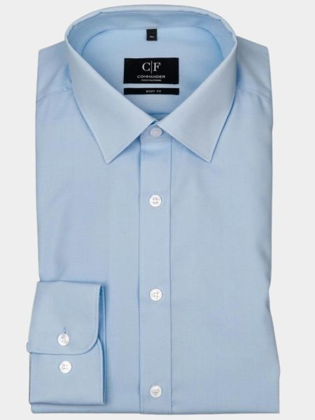 Commander Business hemd lange mouw Blauw Cityhemd Body Fit 1/1 Arm 213011765/605