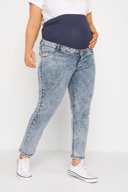 Bump It Up Maternity Mom Jeans Met Gebleekte Wassing In Blauw