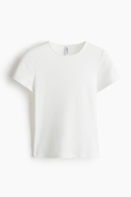 H & M - T-shirt van microvezel - Wit