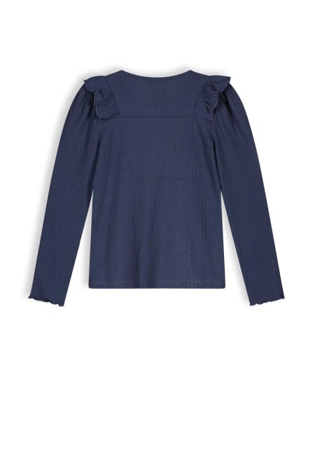 NoNo Meisjes rib shirt keo navy blazer