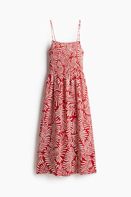 H & M - Strapjurk met smokwerk - Rood
