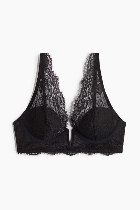 H & M - Padded beugel-bh van kant - Zwart