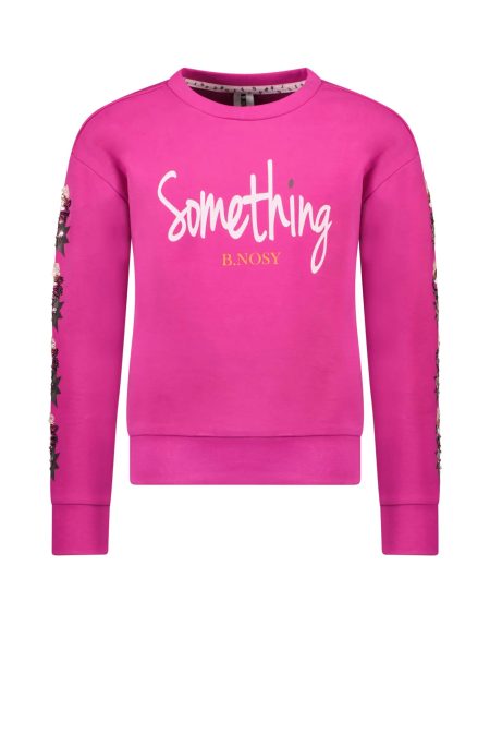 B.Nosy Meisjes sweater met pailletten op de mouwen festival fuchsia