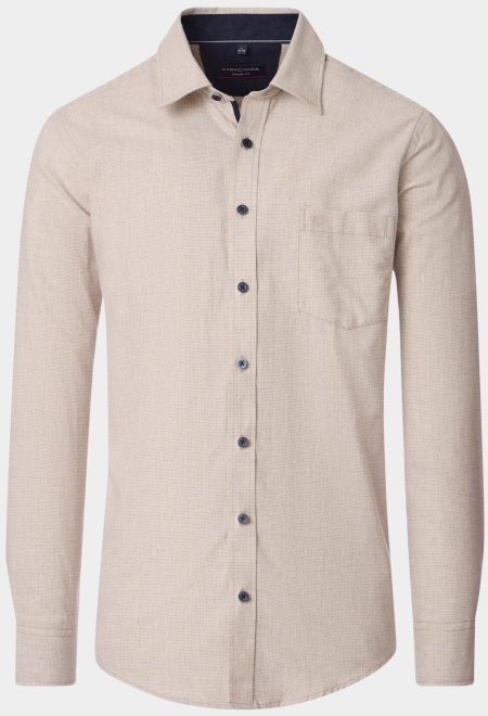Casamoda Casual hemd lange mouw Beige Kent Casual Fit 454487600/600