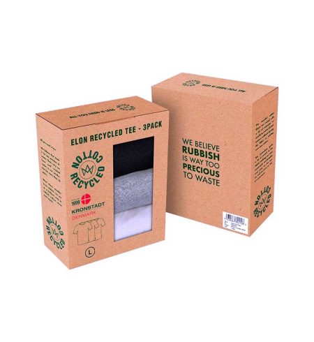 Kronstadt Elon recycled cotton 3-pack t-shirt ks3348 navy/white/black