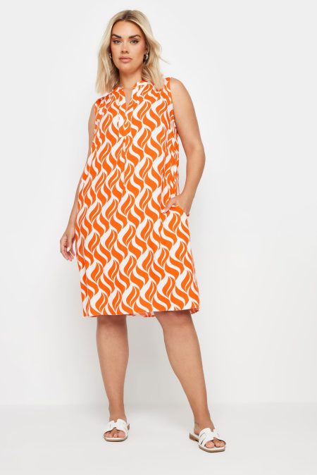 Yours Mini Jurk Zonder Mouwen Met Geometrische Print In Oranje